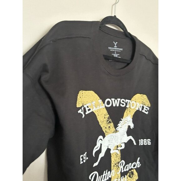 Yellowstone Dutton Ranch Montana Women’s Cropped Sweatshirt Large Black Western - Picture 4 of 5